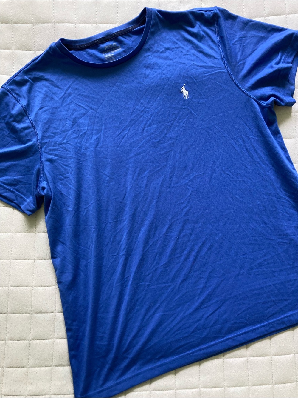 Polo by Ralph Lauren Men’s Blue Crew Neck Tee with White Logo